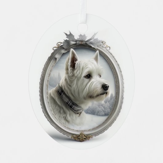 Westie Kerstmis Metalen Ornament (Voorkant)