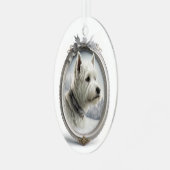 Westie Kerstmis Metalen Ornament (Voorkant links)