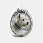 Westie Kerstmis Metalen Ornament (Achterkant)