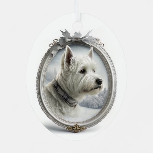 Westie Kerstmis Metalen Ornament (Achterkant)