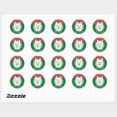 Westie Kerstmis Ronde Sticker (Vel)