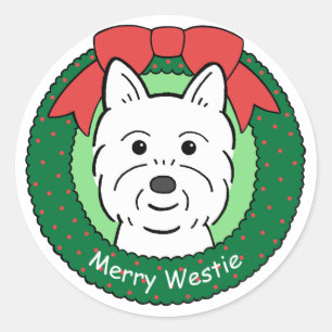 Westie Kerstmis Ronde Sticker