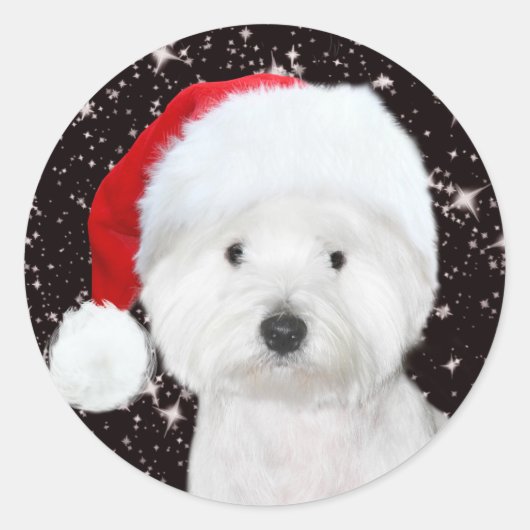 Westie Kerstmis Ronde Sticker (Voorkant)
