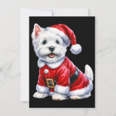 Westie Kerstmis Santa pak op zwart Feestdagenkaart (Voorkant)