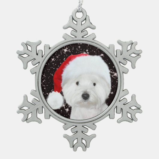 Westie Kerstmis Tin Sneeuwvlok Ornament (Voorkant)