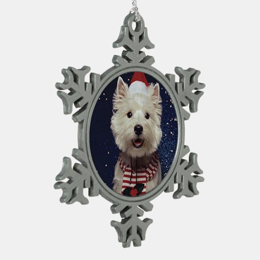 Westie Kerstmis Tin Sneeuwvlok Ornament (Links)