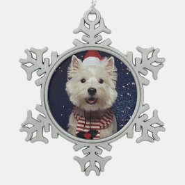 Westie Kerstmis Tin Sneeuwvlok Ornament