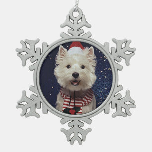 Westie Kerstmis Tin Sneeuwvlok Ornament