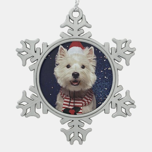 Westie Kerstmis Tin Sneeuwvlok Ornament (Voorkant)
