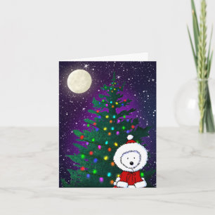 Westie Kerstnacht Feestdagen Kaart