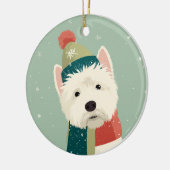 Westie Kerstsouvenir Keramisch Ornament (Links)