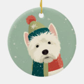 Westie Kerstsouvenir Keramisch Ornament (Achterkant)