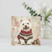 Westie Kersttrui Feestdagenkaart (Staand voorkant)