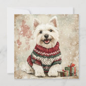 Westie Kersttrui Feestdagenkaart (Voorkant)