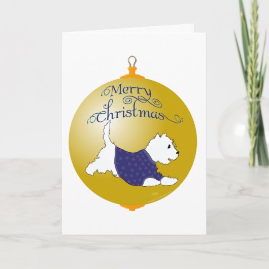Westie kerstversiering feestdagen kaart (Voorkant)