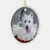 Westie kerstversiering keramisch ornament (Rechts)
