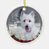 Westie kerstversiering keramisch ornament (Voorkant)