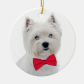 Westie kerstversiering keramisch ornament (Voorkant)