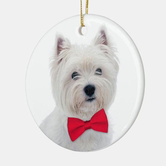 Westie kerstversiering keramisch ornament (Links)