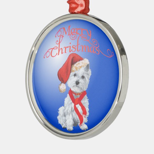 Westie kerstversiering metalen ornament (Links)