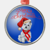 Westie kerstversiering metalen ornament (Voorkant)