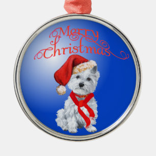 Westie kerstversiering metalen ornament