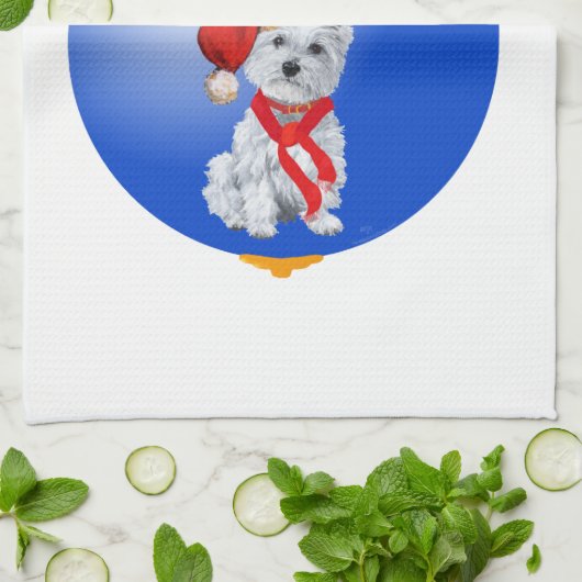 Westie kerstversiering theedoek (Gevouwen)