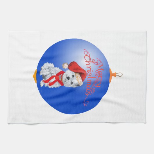 Westie kerstversiering theedoek (Horizontaal)