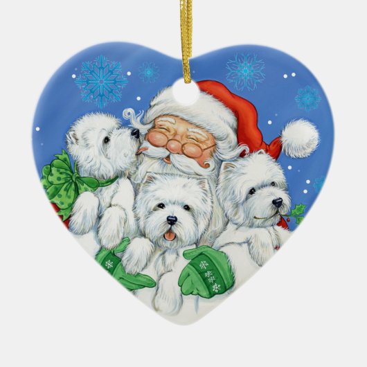 Westie kerstversiering "XOXO" door Borgo Keramisch Ornament (Voorkant)