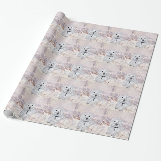 Westie Kerstvreugde Cadeaupapier (Uitgerold)