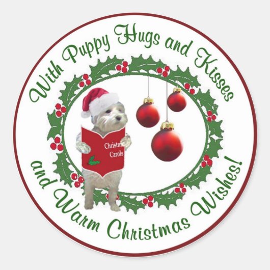 Westie Kerstwensen Ronde zegels (Voorkant)
