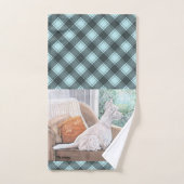 Westie kijkt uit een raam bad handdoek (Handdoek)
