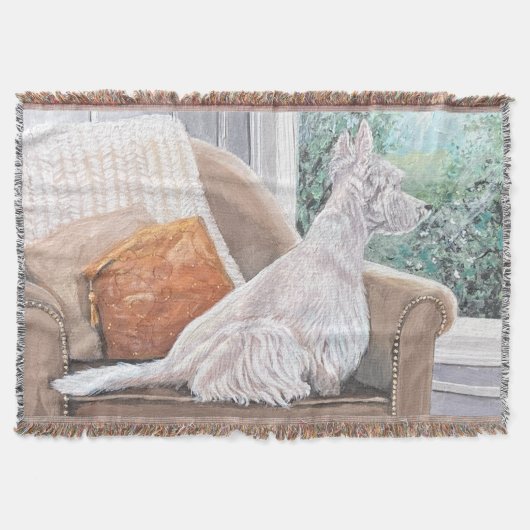 Westie kijkt uit een raam deken (Voorkant)