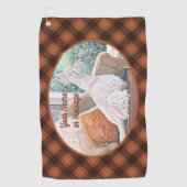 Westie kijkt uit een raam golfhanddoek (Voorkant)