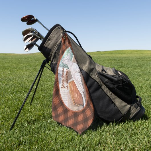 Westie kijkt uit een raam golfhanddoek (Groen)