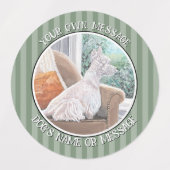 Westie kijkt uit een raam labels (Design 2)