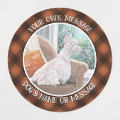 Westie kijkt uit een raam labels (Design 1)