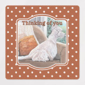 Westie kijkt uit een raam labels (Design 1)