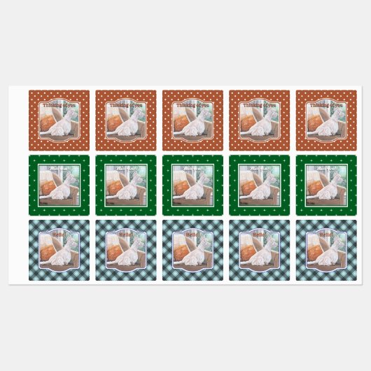 Westie kijkt uit een raam labels (Vel)