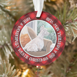 Westie kijkt uit een raam ornament