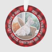 Westie kijkt uit een raam ornament (voorkant)