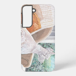 Westie kijkt uit een raam samsung galaxy hoesje