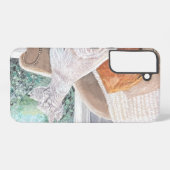 Westie kijkt uit een raam samsung galaxy hoesje (Achterkant horizontaal)