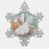 Westie kijkt uit een raam tin sneeuwvlok ornament (Voorkant)