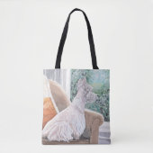 Westie kijkt uit een raam tote bag (Voorkant)