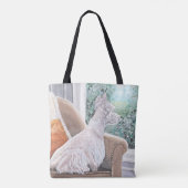 Westie kijkt uit een raam tote bag (Achterkant)