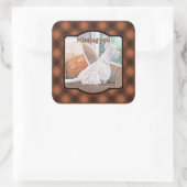 Westie kijkt uit een raam vierkante sticker (Tas)