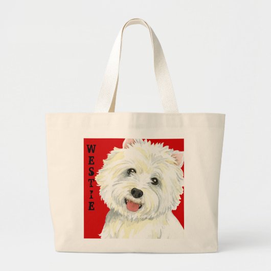 Westie-kleurenblok Grote Tote Bag (Voorkant)