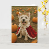 Westie Koningin met Halloween Kaart (Gele Bloem)