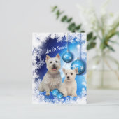 Westie Laat Het Sneeuw Vakantie Groet Feestdagenkaart (Staand voorkant)